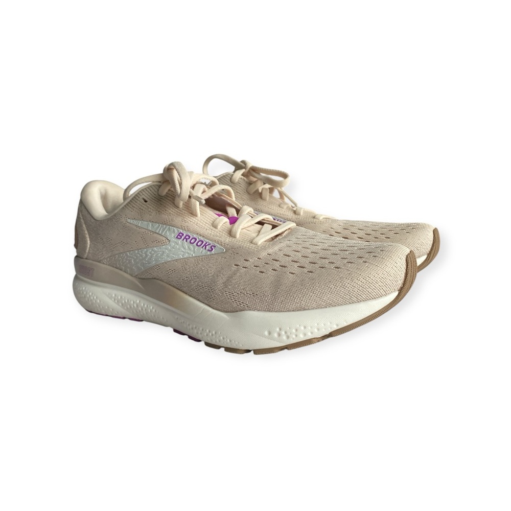 Brooks Ghost Sneakers Almond Peach/Coconut/Purple size W10 - Picture 2 of 7